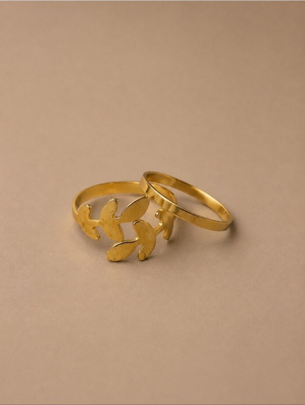 Zales 14k Gold Plated  Leaf Motif Stacking Rings